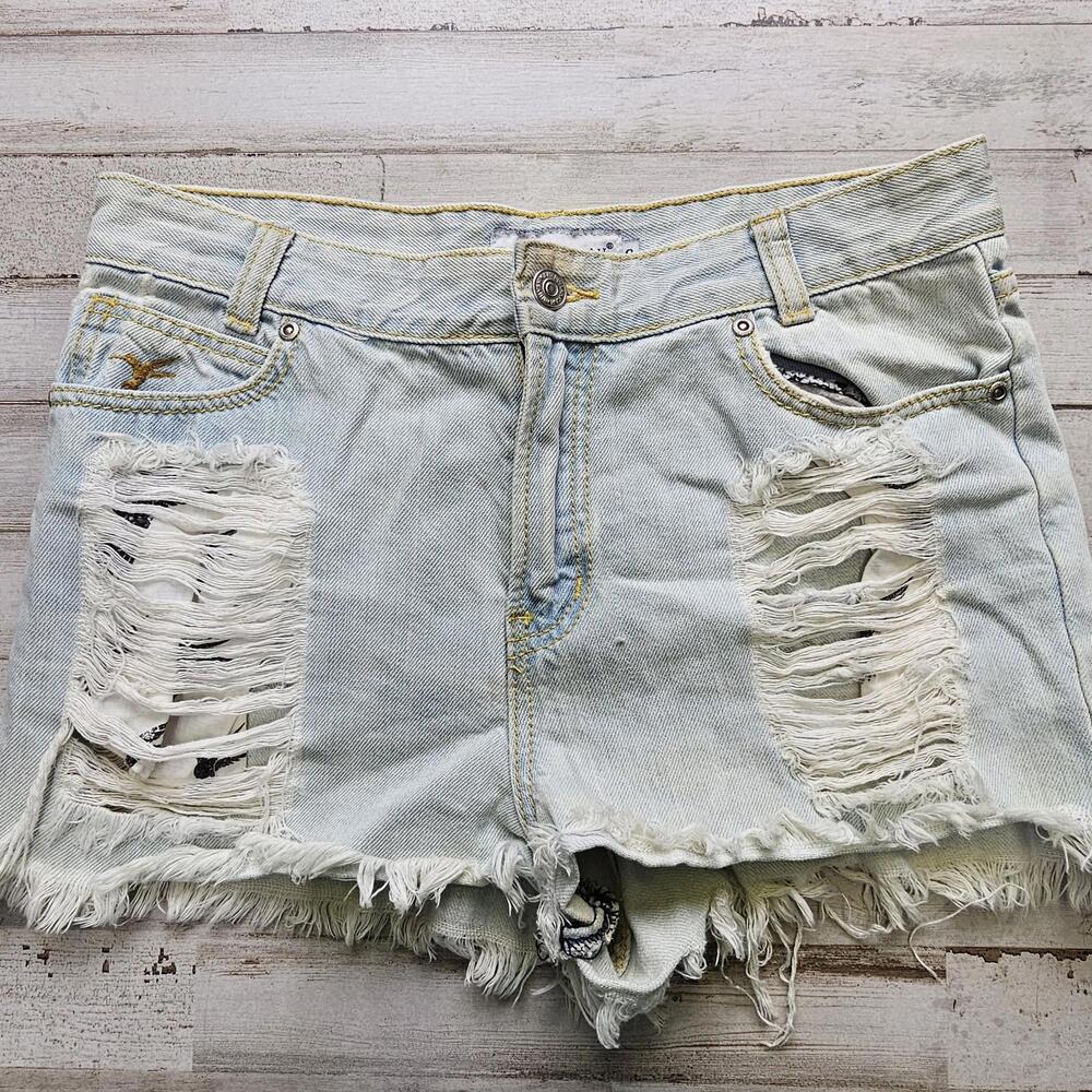 Bui Yah Kah Denim Jean Shorts Distressed SHORT Light Wash Sexy 30" Waist
